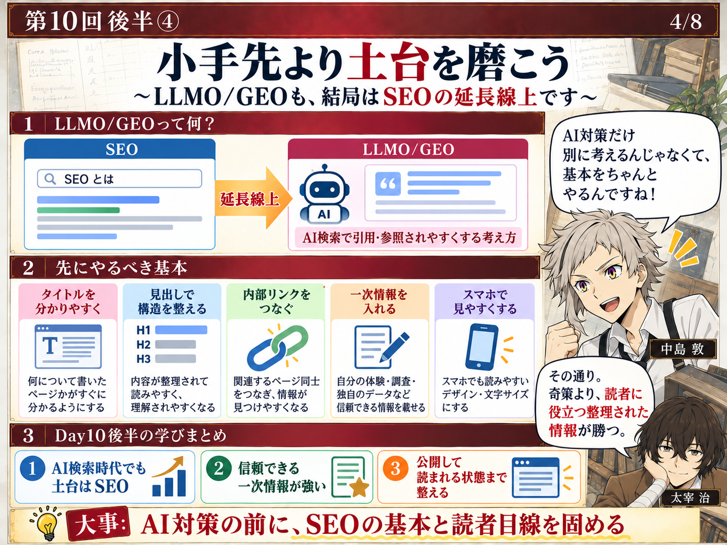 SEOの土台を磨くことをまとめた教材画像