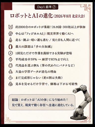 ロボットとAIの進化を説明するカード