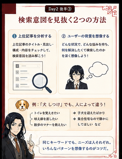 検索意図を見抜く方法を説明するカード