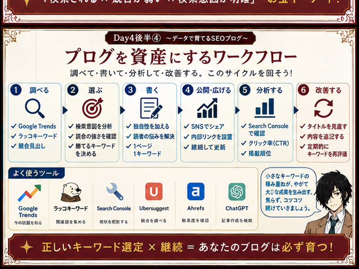 SEO記事テーマ決定から保存までのワークフロー