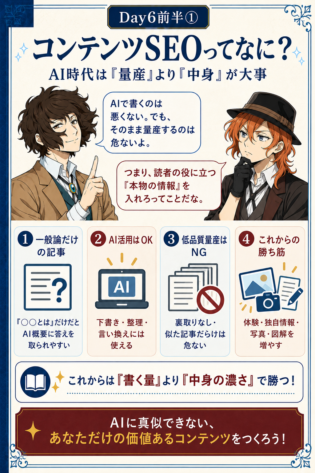 AI時代のコンテンツSEOを説明する初心者向けカード