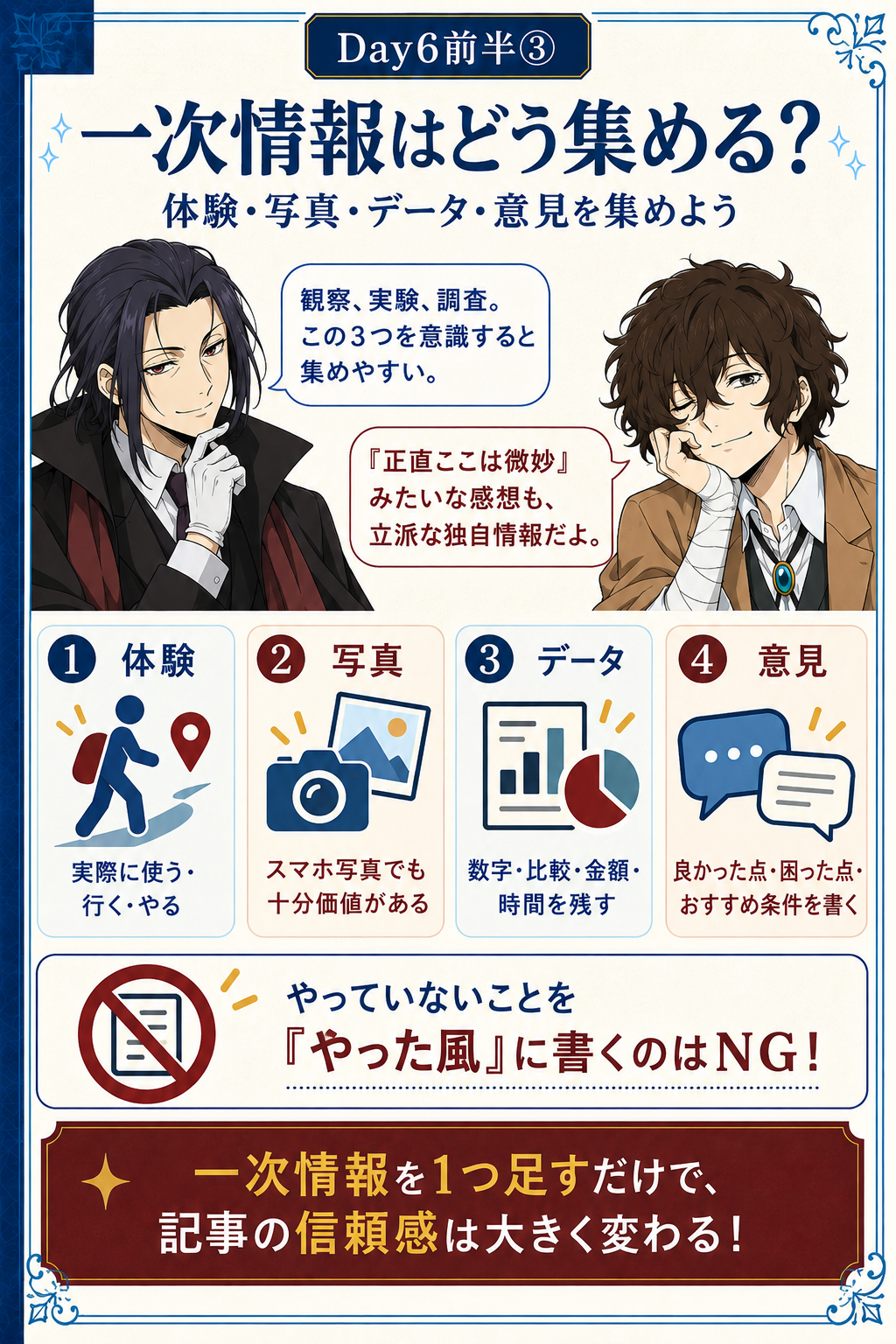 一次情報の集め方を説明するカード