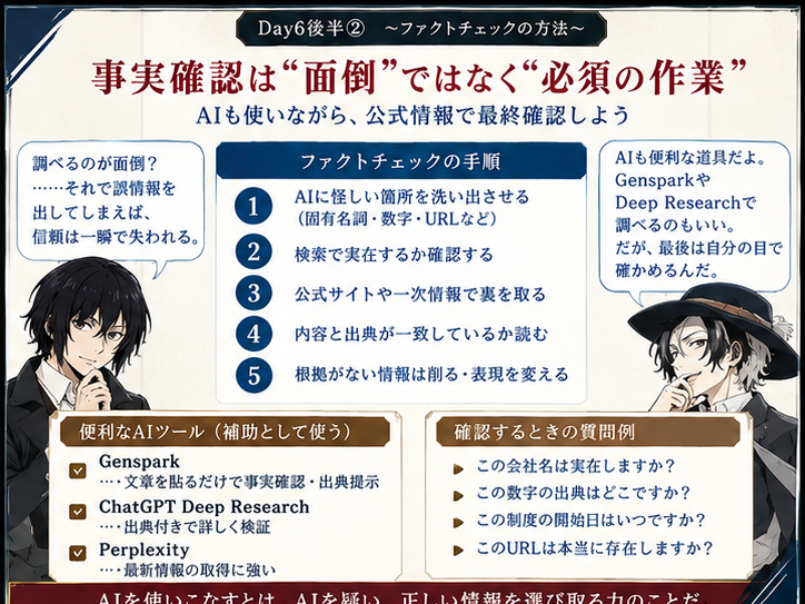 文章内の固有名詞や数字などを確認する実習