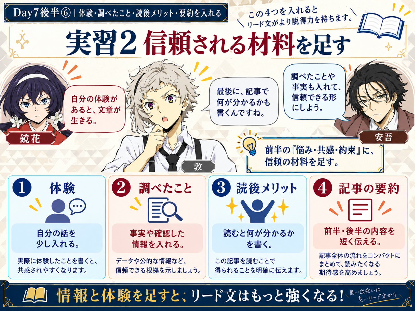 信頼される材料を足す実習画像