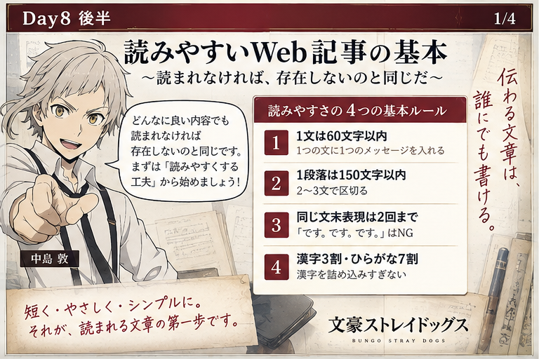 読みやすいWeb記事の基本を説明する教材画像