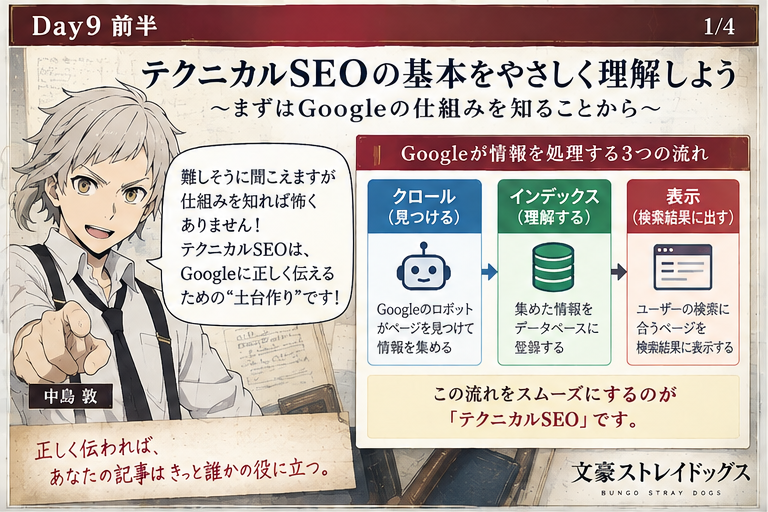 テクニカルSEOの基本を説明する教材画像