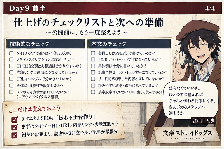 記事全体を整える仕上げチェックリスト