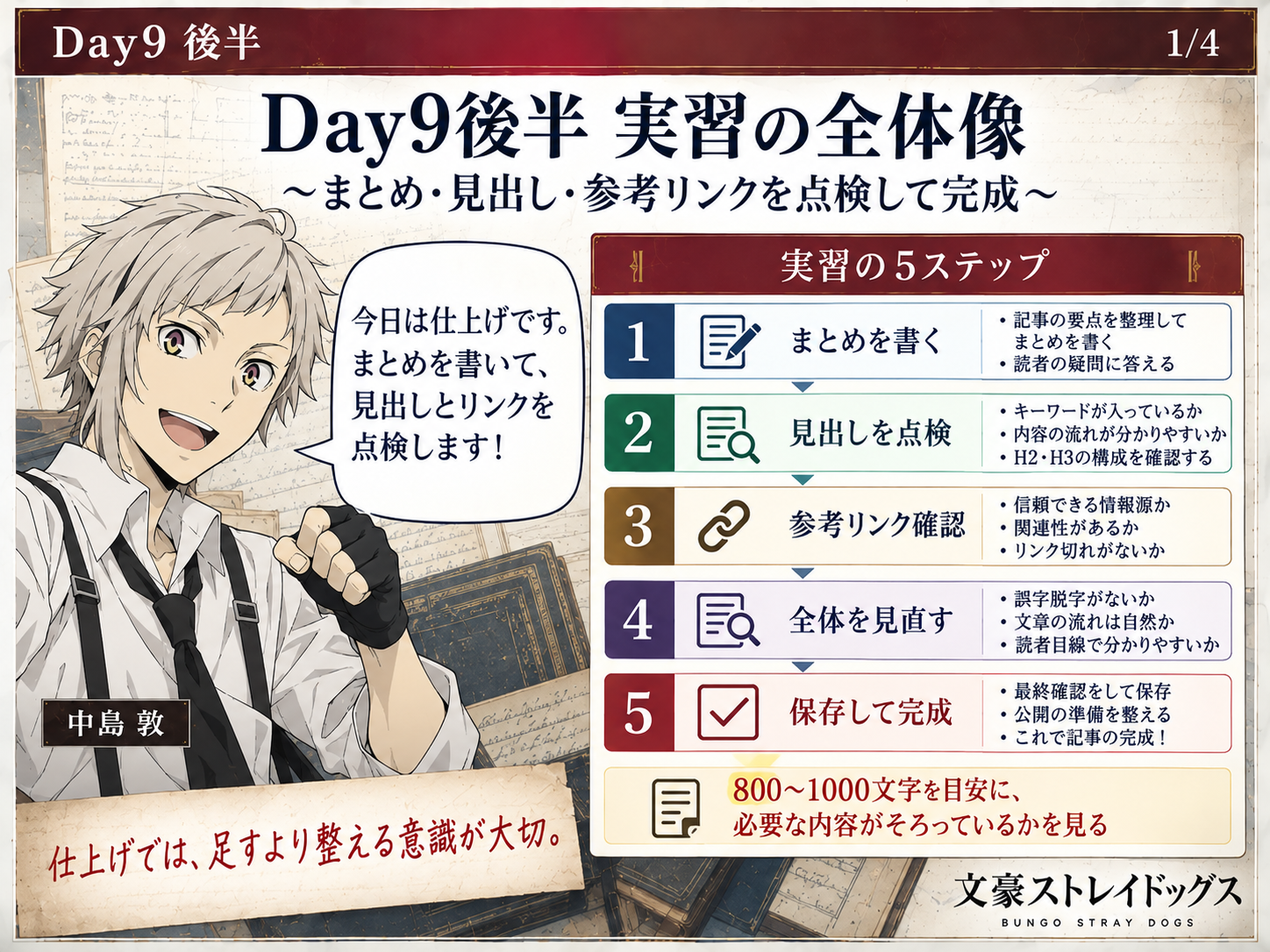 Day9後半の実習全体像を示す画像